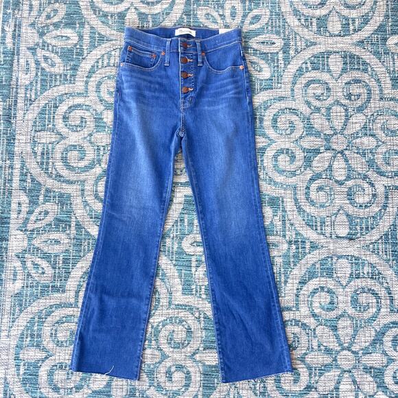 Madewell Women's Cali Demi-Boot Cropped Jeans High Rise Raw Hem - Size 25 - Picture 2 of 7